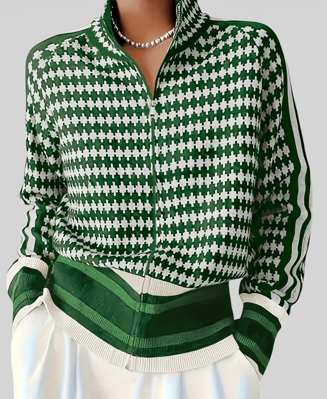 Kirsten - Veste à Motif Col Montant Qualité Supérieure