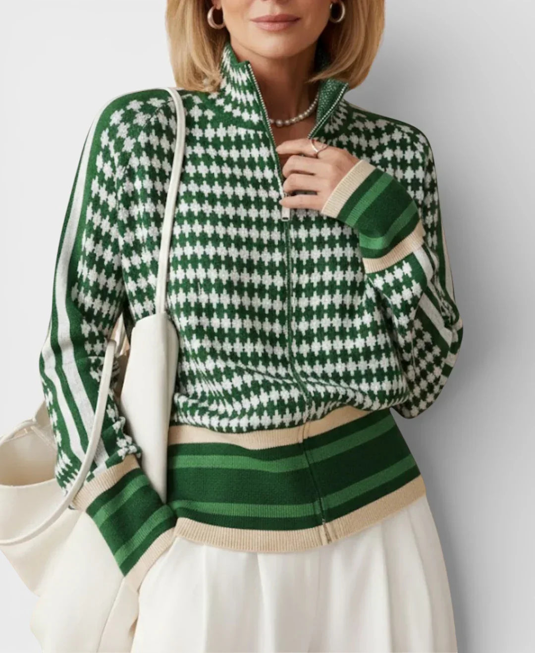 Kirsten - Veste à Motif Col Montant Qualité Supérieure