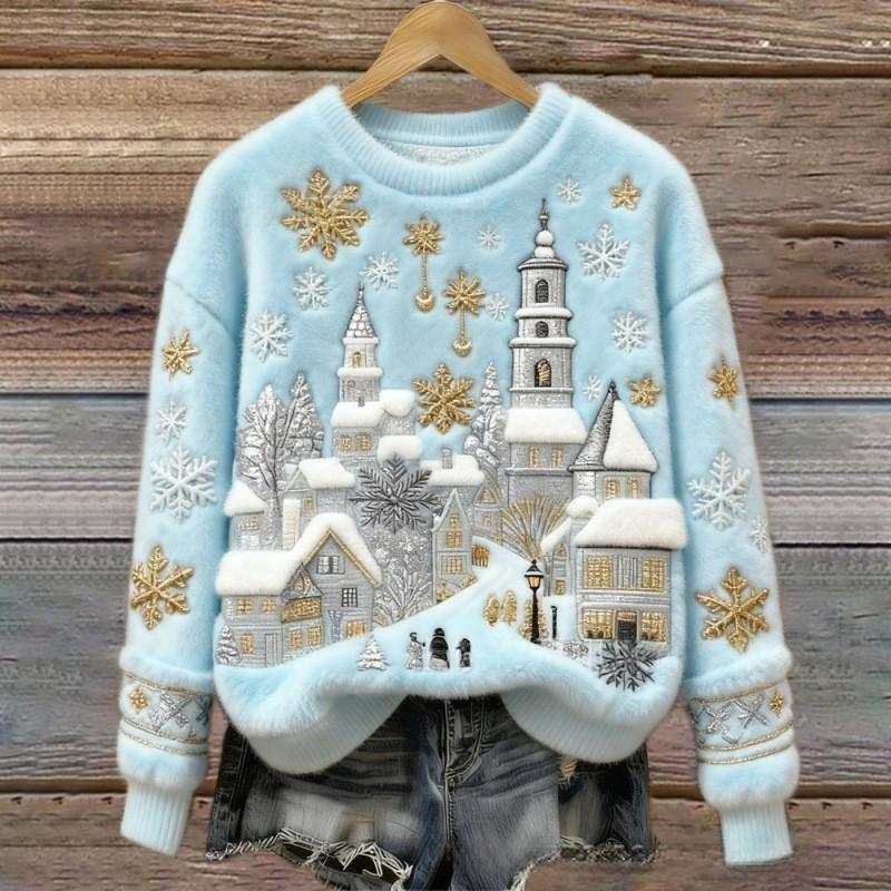 Hilda - Pull Polaire Doux Village Enneigé