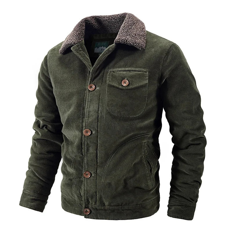 Brahim - Blouson Casual en Velours Côtelé Doublée de Sherpa