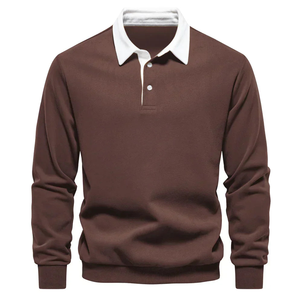 Laurent - Elegantný Zapínací Polo Sveter s Golierom