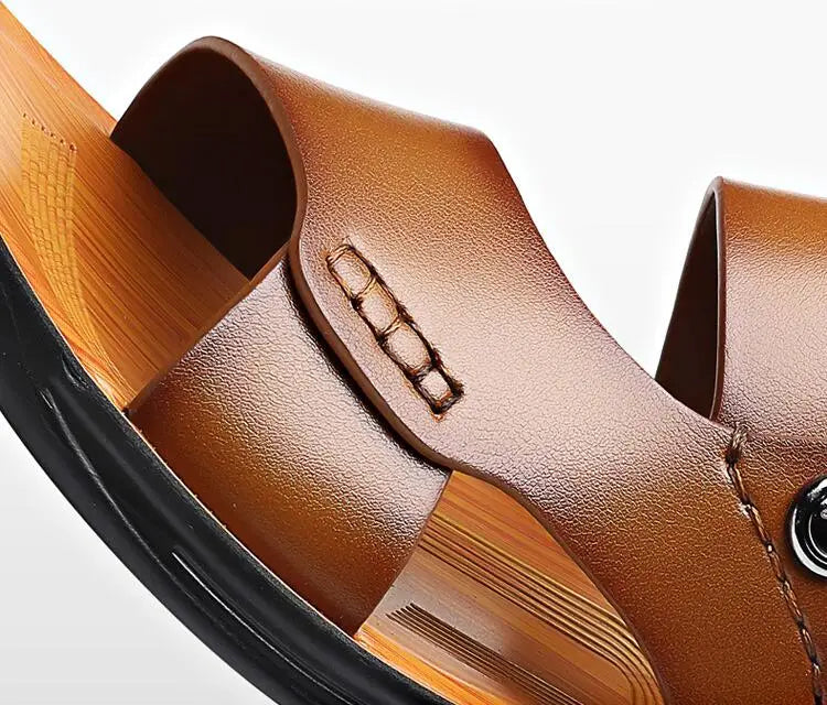Zakaria - Sandalias de Cuero Genuino Lisas y Chic