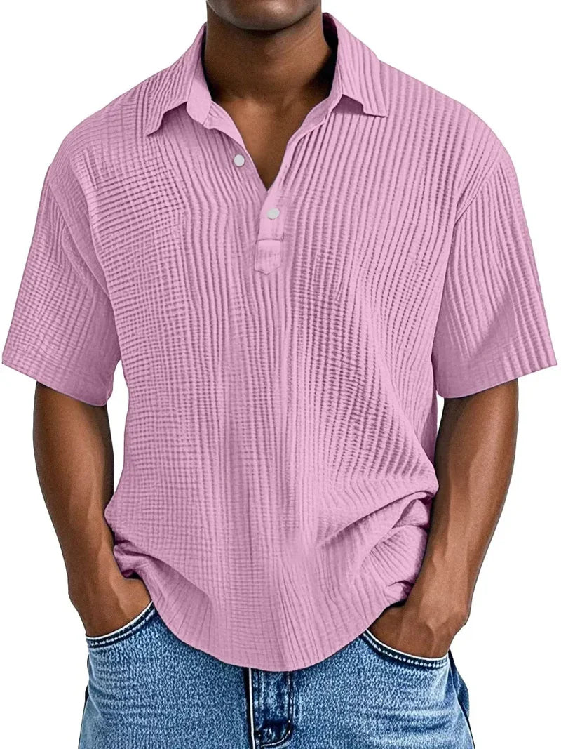 Renaud - Polo Plisado de Manga Corta para Hombre