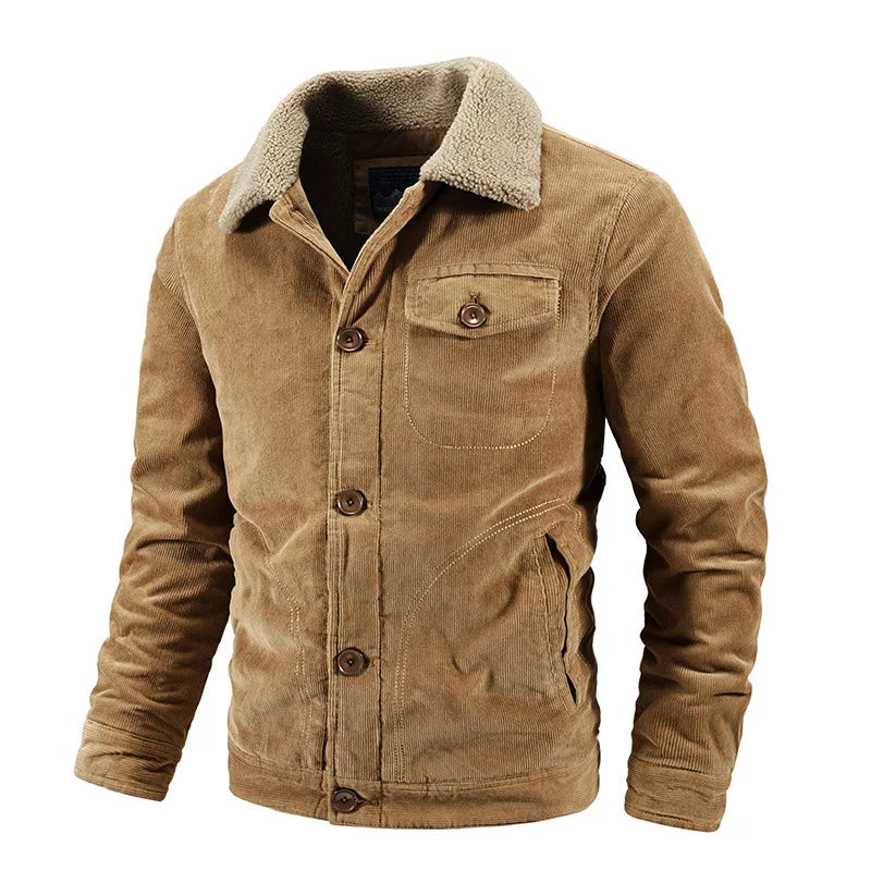 Brahim - Blouson Casual en Velours Côtelé Doublée de Sherpa
