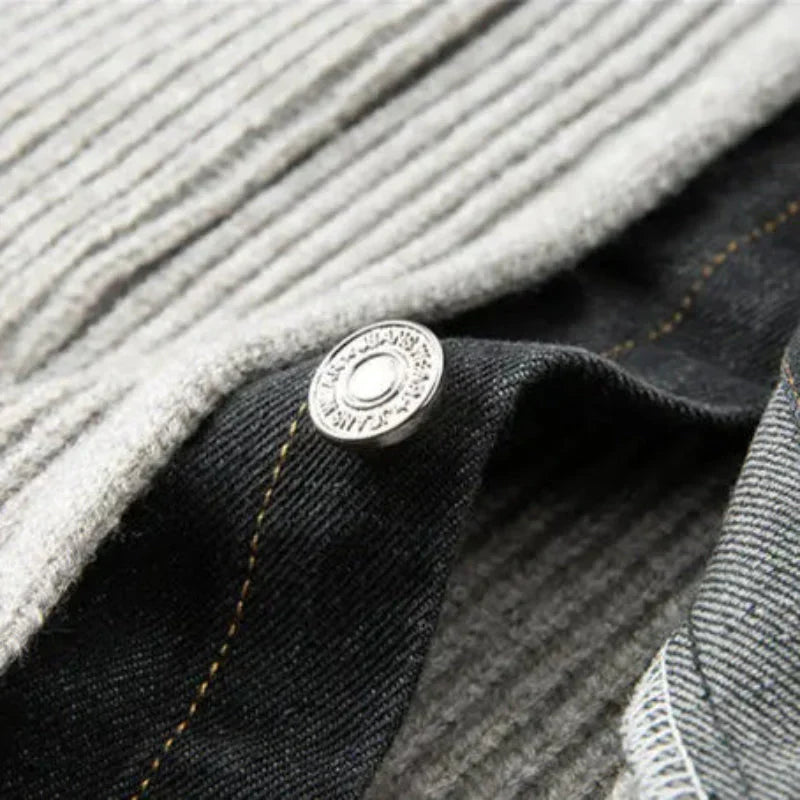 Brayan - Veste Côtelée Laine et Denim Premium