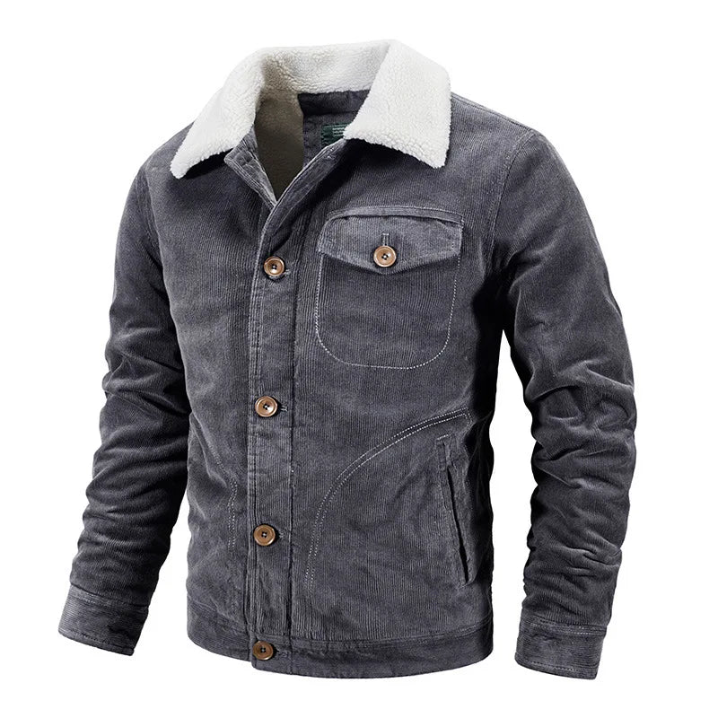 Brahim - Blouson Casual en Velours Côtelé Doublée de Sherpa