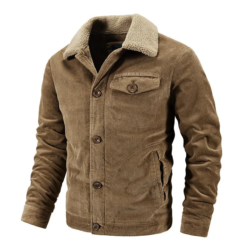Brahim - Blouson Casual en Velours Côtelé Doublée de Sherpa