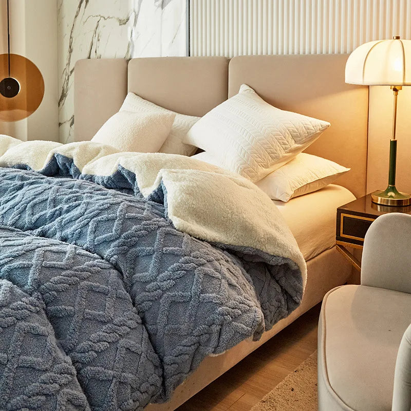 Liuxe™ - Couverture Polaire Double Épaisseur Laine d'Agneau
