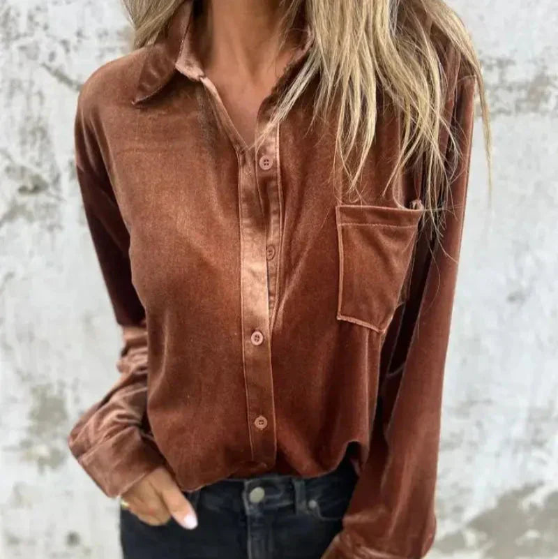 Sloane - Chemise Boutonnée en Velours Premium