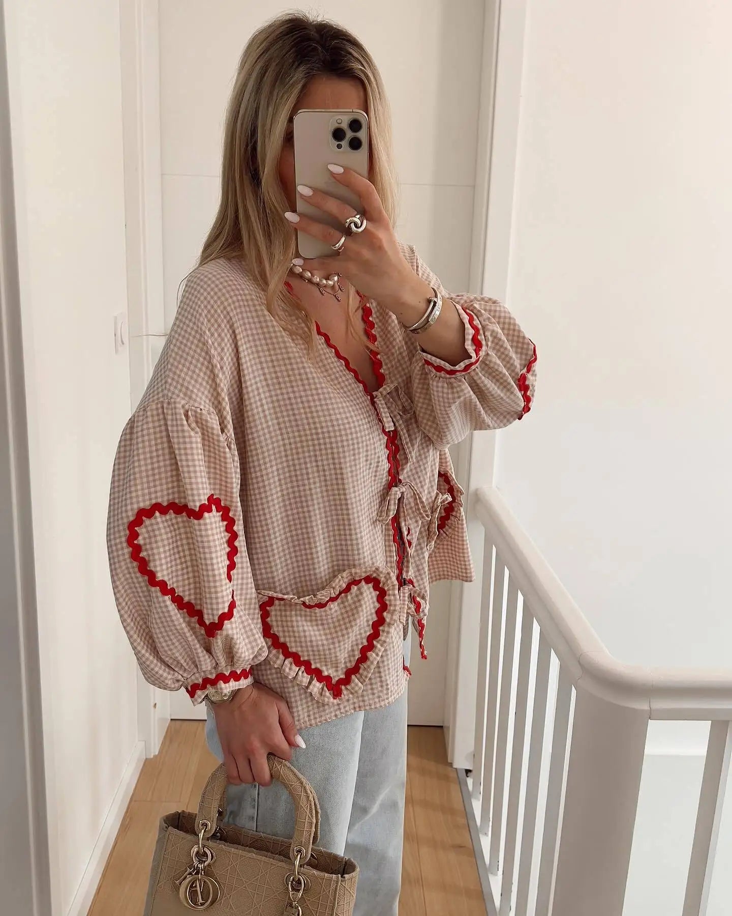 Rose - Top Girly Brodé Vintage