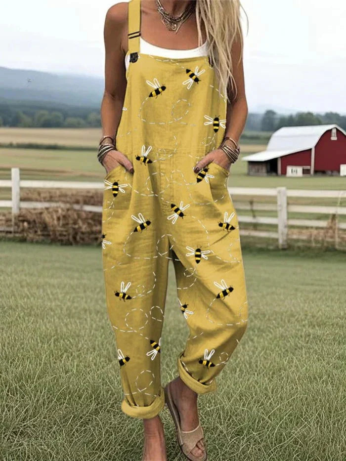 Melyssa - Retro Mønstrede Letvægts Overalls