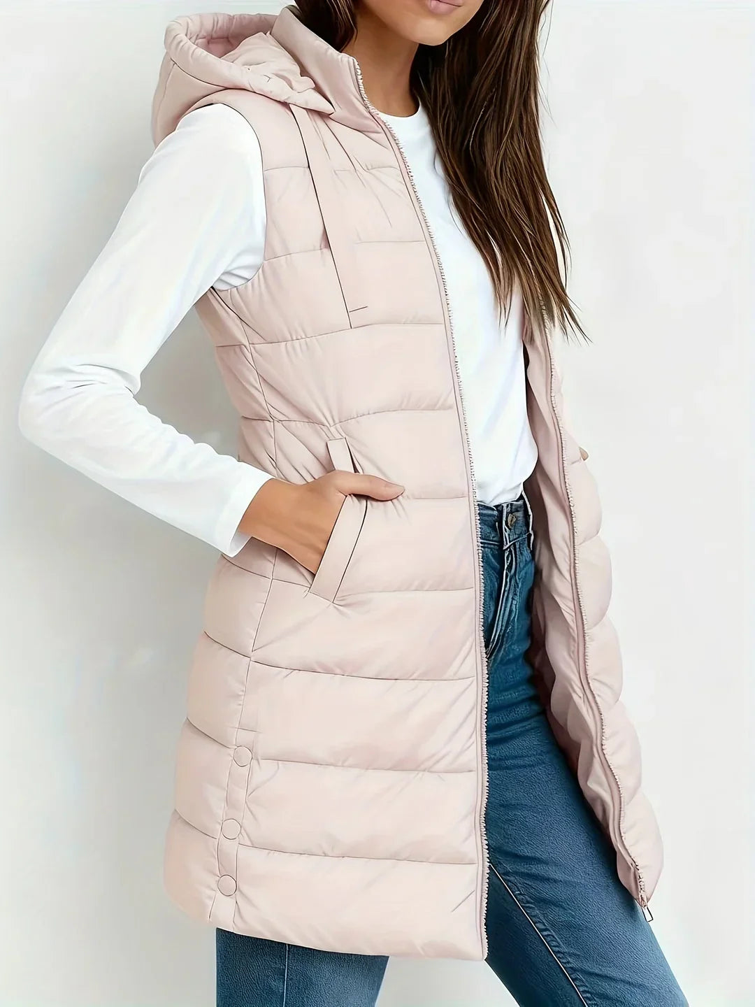 Prunille - Manteau Matelassé Sans Manches à Capuche