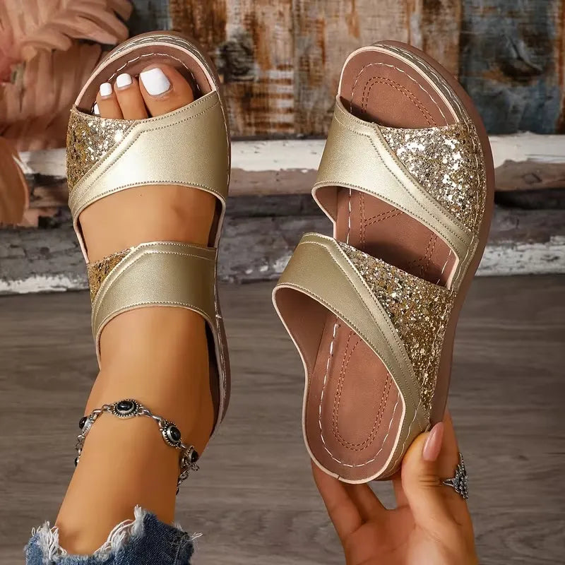 Seraphine - Mules con Cuña Cómodas de Confort Ortopédico
