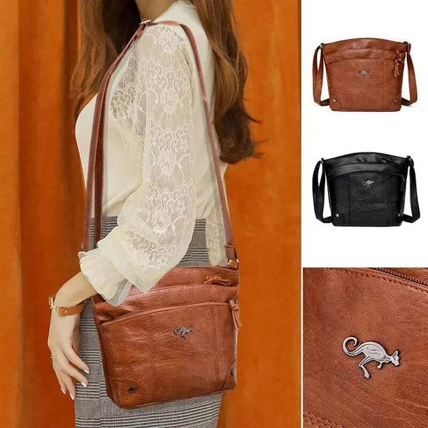 Celya - Bolso Bandolera de Cuero Emblema Canguro