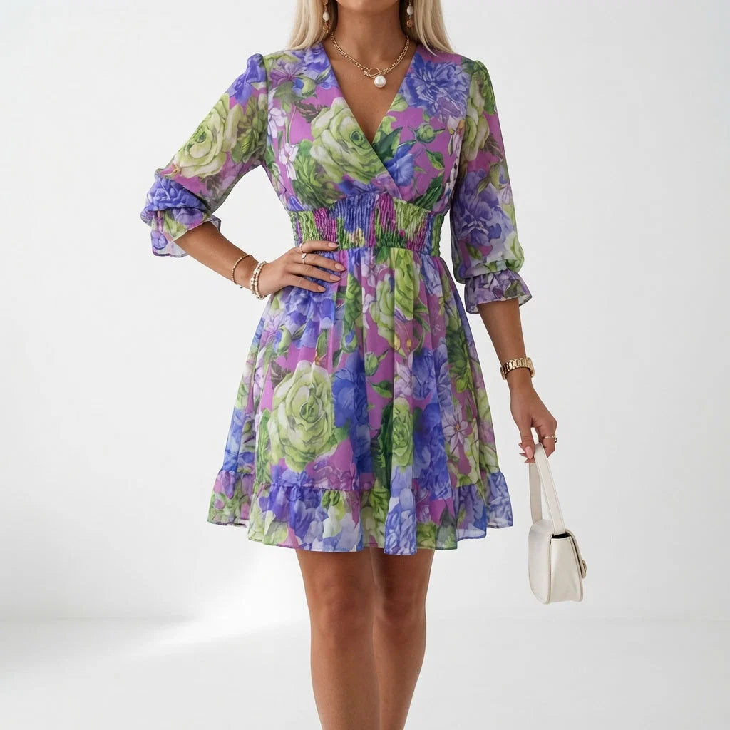 Jennah - Vestido Corto Floral Fluido Ajustable