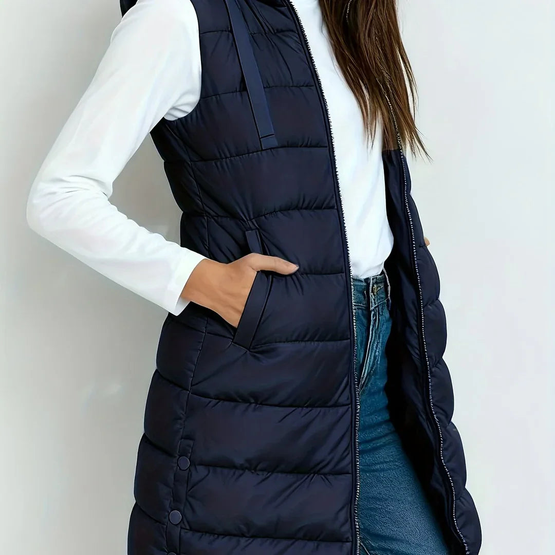 Prunille - Manteau Matelassé Sans Manches à Capuche