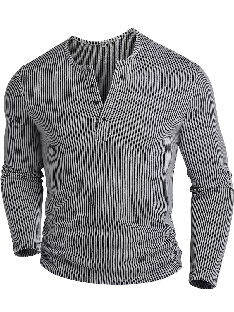 Orso - Camiseta Térmica Acanalada con Cuello Abotonado