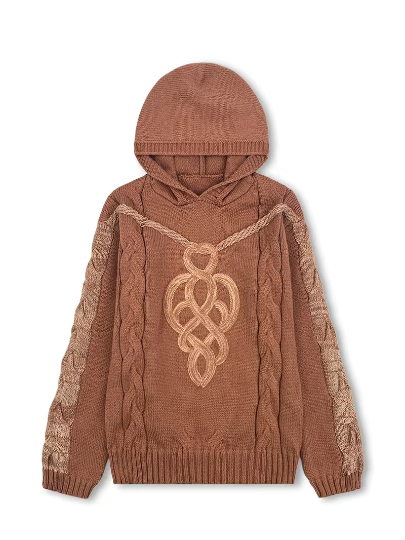 Abigaelle - Pull Vintage en Maille Naturelle à Capuche