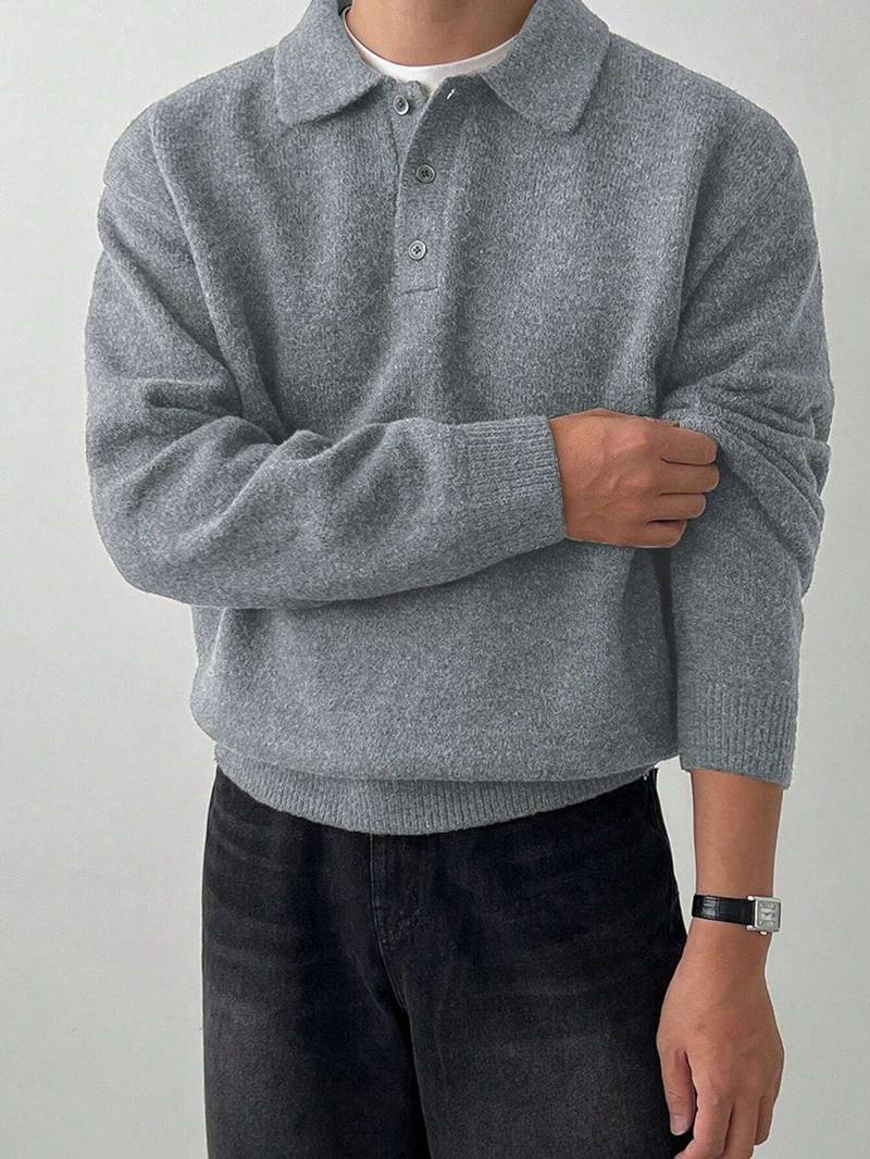 Ilias - Suéter Polo con Botones de Lana Merino