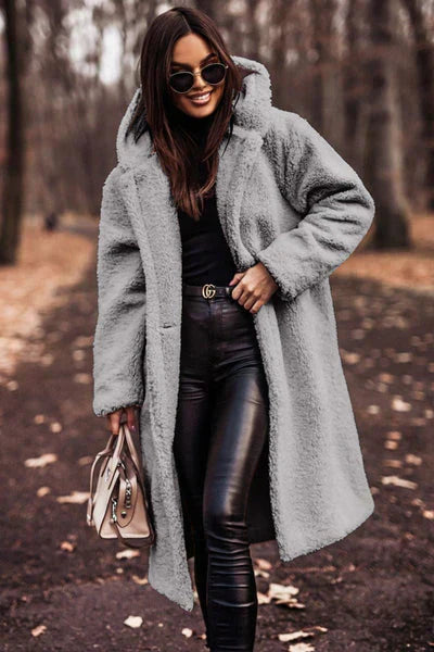 Stefani - Manteau Polaire à Capuche Long Tendance