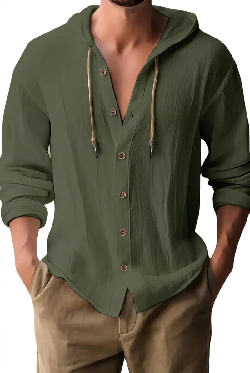 Jarell - Blusa Boho con Capucha de Lino
