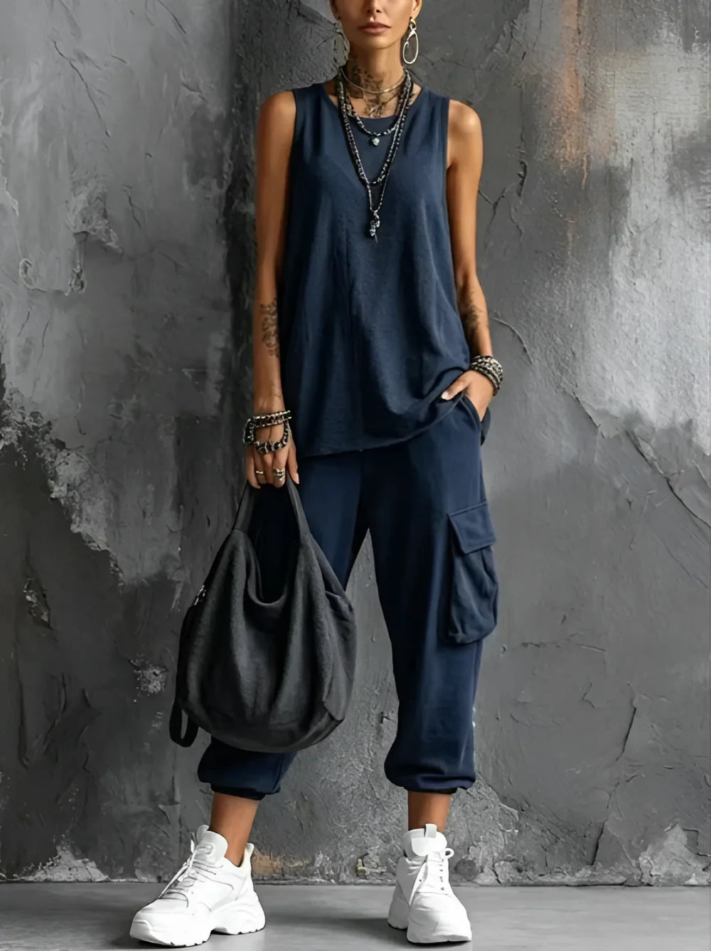 Lubiana - Conjunto Sport Casual con Bolso de Algodón