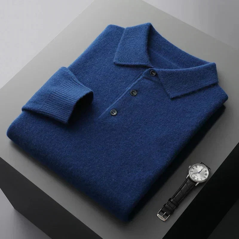 Henri - Pull Cachemire Business Col Boutonné