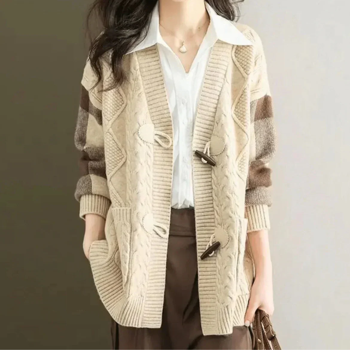 Tesni - Cardigan Tricoté en Maille Naturelle