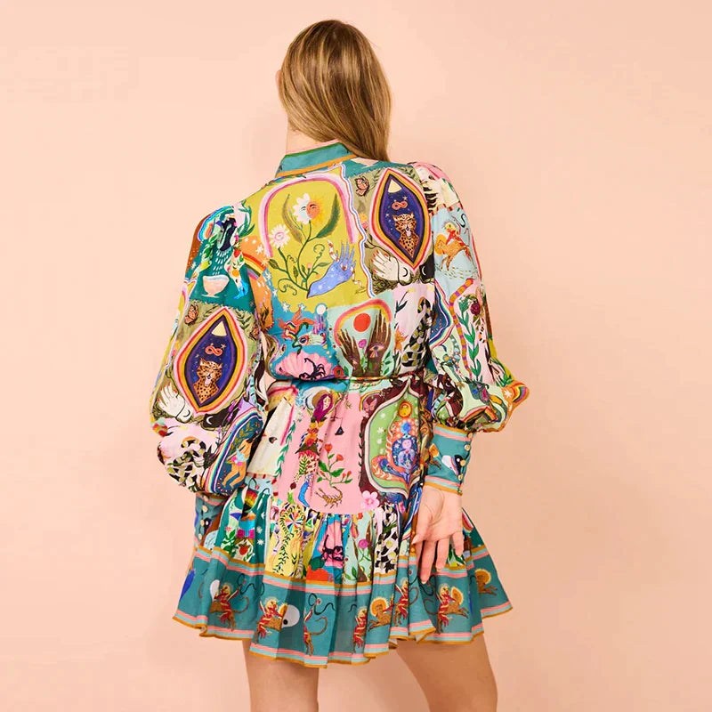 Novara - Mini Robe Haut de Gamme à Manches Longues