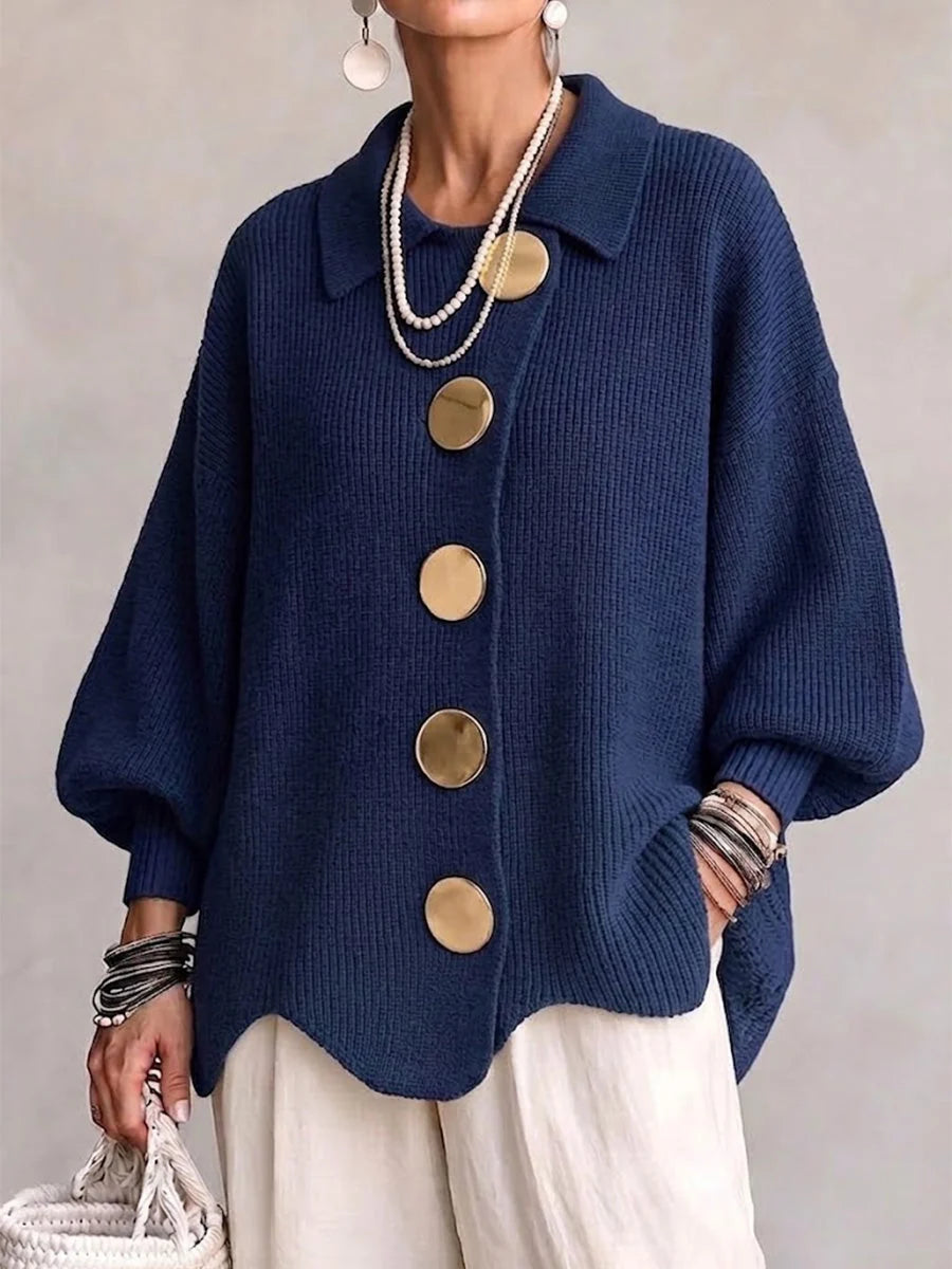 Gabriela - Cárdigan Azul Marino Oversize de Punto