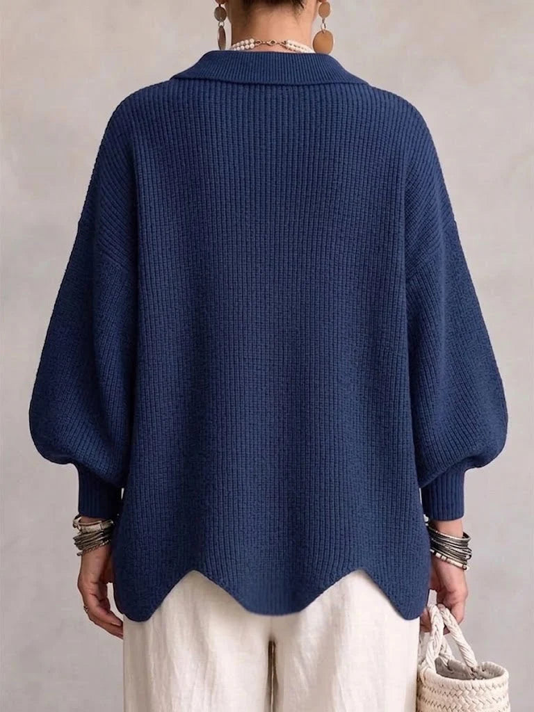 Gabriela - Cárdigan Azul Marino Oversize de Punto