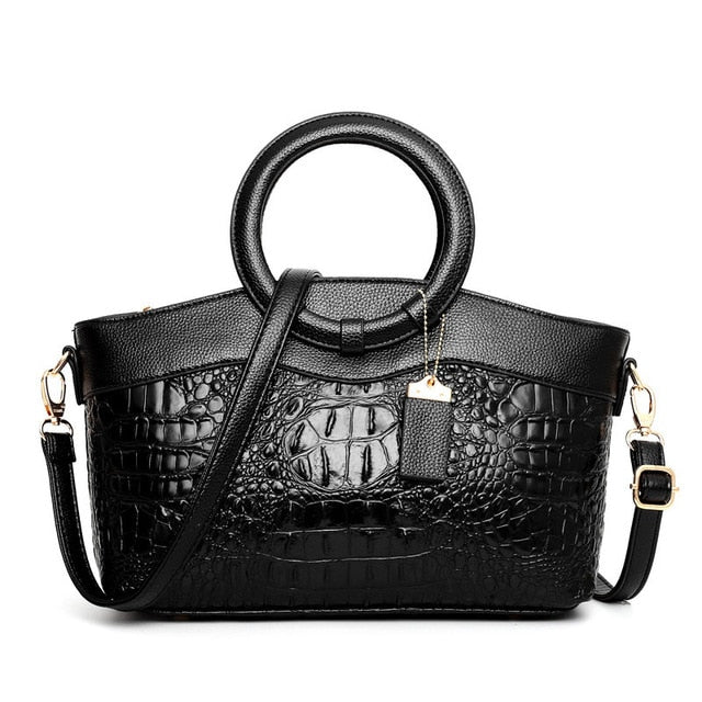 Ketty - Bolso Bicolor de Cuero con Textura Cocodrilo
