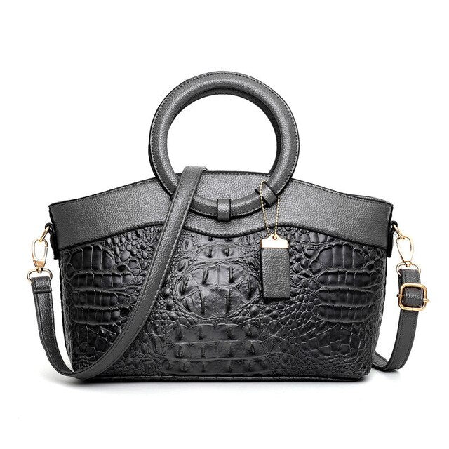 Ketty - Bolso Bicolor de Cuero con Textura Cocodrilo