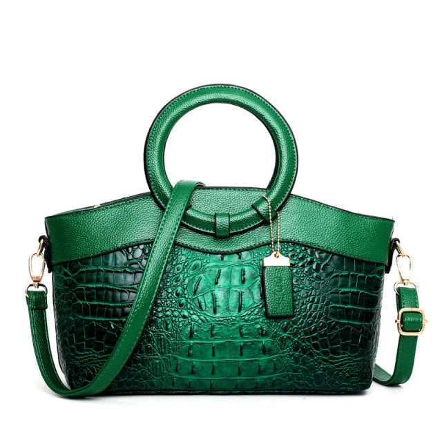 Ketty - Bolso Bicolor de Cuero con Textura Cocodrilo