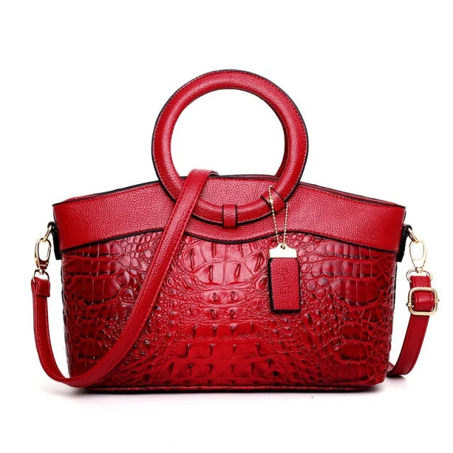 Ketty - Bolso Bicolor de Cuero con Textura Cocodrilo