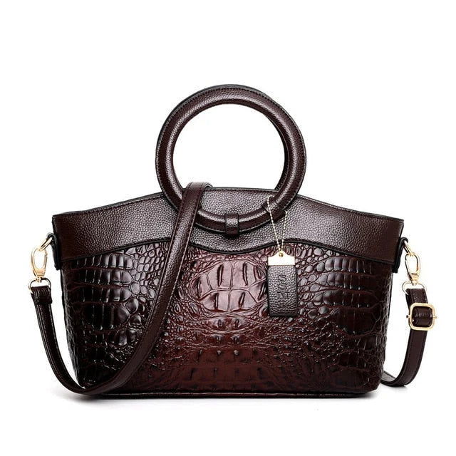 Ketty - Bolso Bicolor de Cuero con Textura Cocodrilo