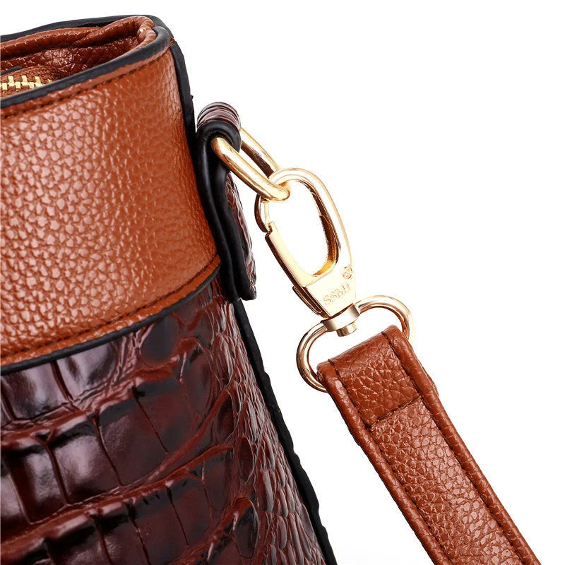 Ketty - Bolso Bicolor de Cuero con Textura Cocodrilo