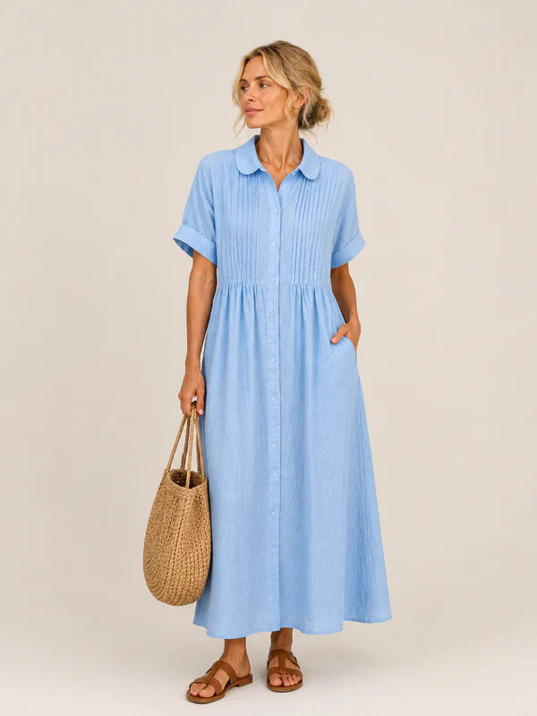Leilie - Vestido Midi Camisero de Verano de Algodón