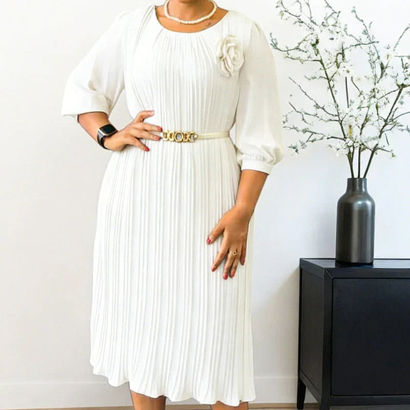 Nadeja - Robe Midi Plissée Elégante (ceinture offerte)