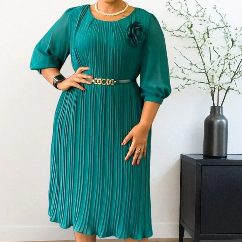 Nadeja - Robe Midi Plissée Elégante (ceinture offerte)