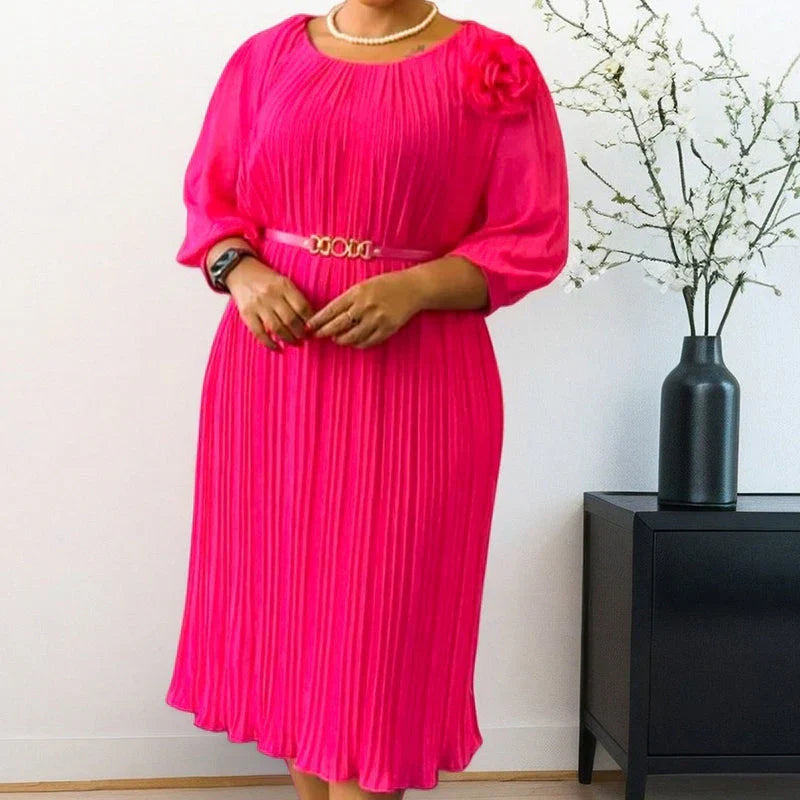 Nadeja - Robe Midi Plissée Elégante (ceinture offerte)