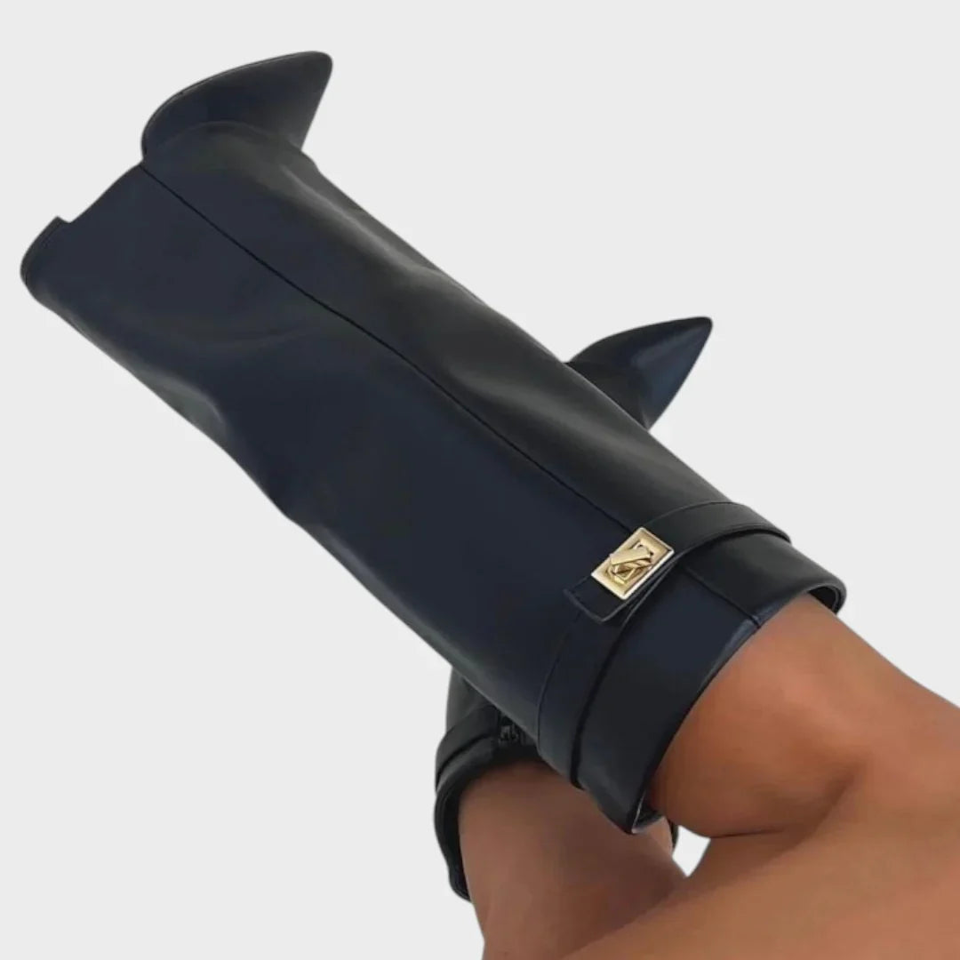Cathia - Bottes en Cuir Premium à Revers Moderne