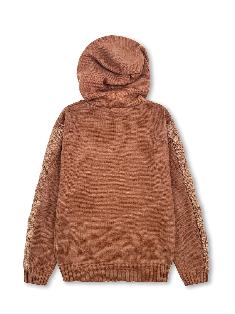 Abigaelle - Pull Vintage en Maille Naturelle à Capuche