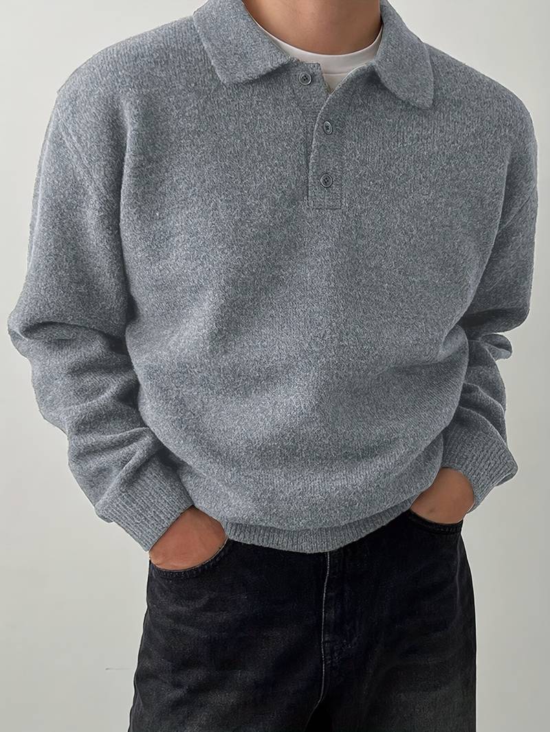 Ilias - Suéter Polo con Botones de Lana Merino