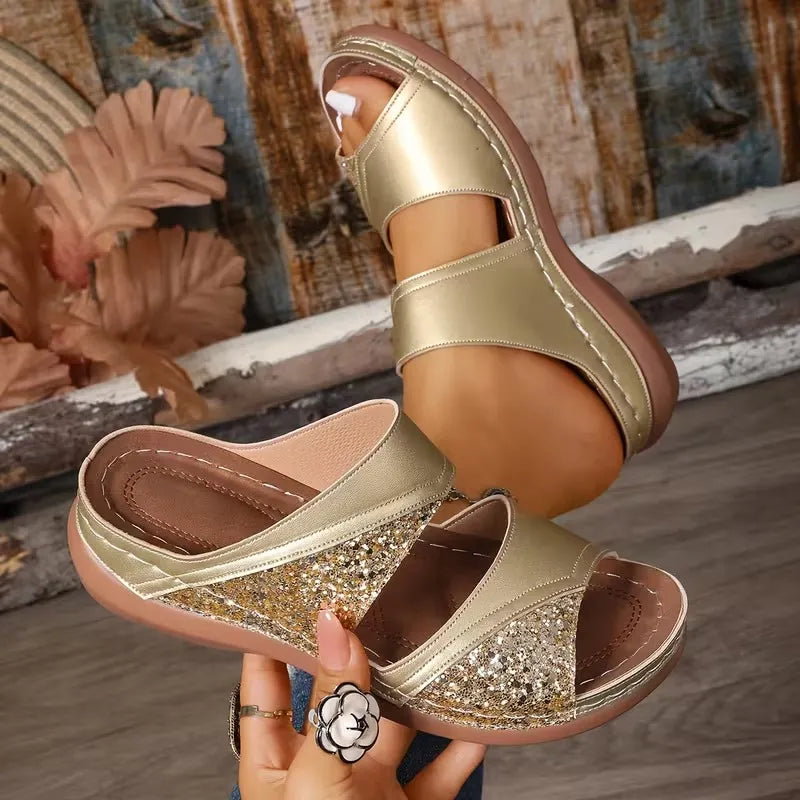 Seraphine - Mules con Cuña Cómodas de Confort Ortopédico