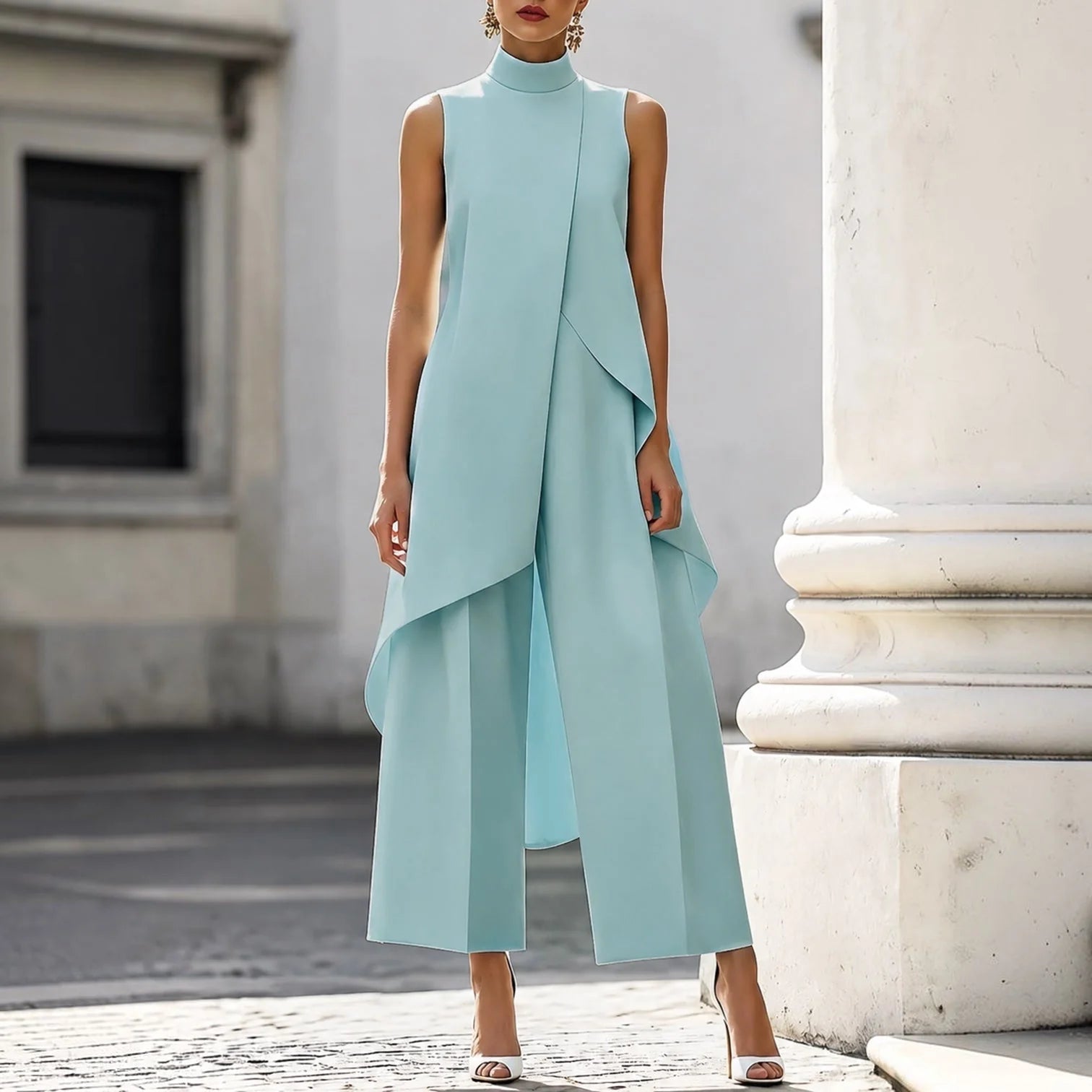Eleanis - Mono Divino Efecto Pantalón y Blusa Larga Sofisticada
