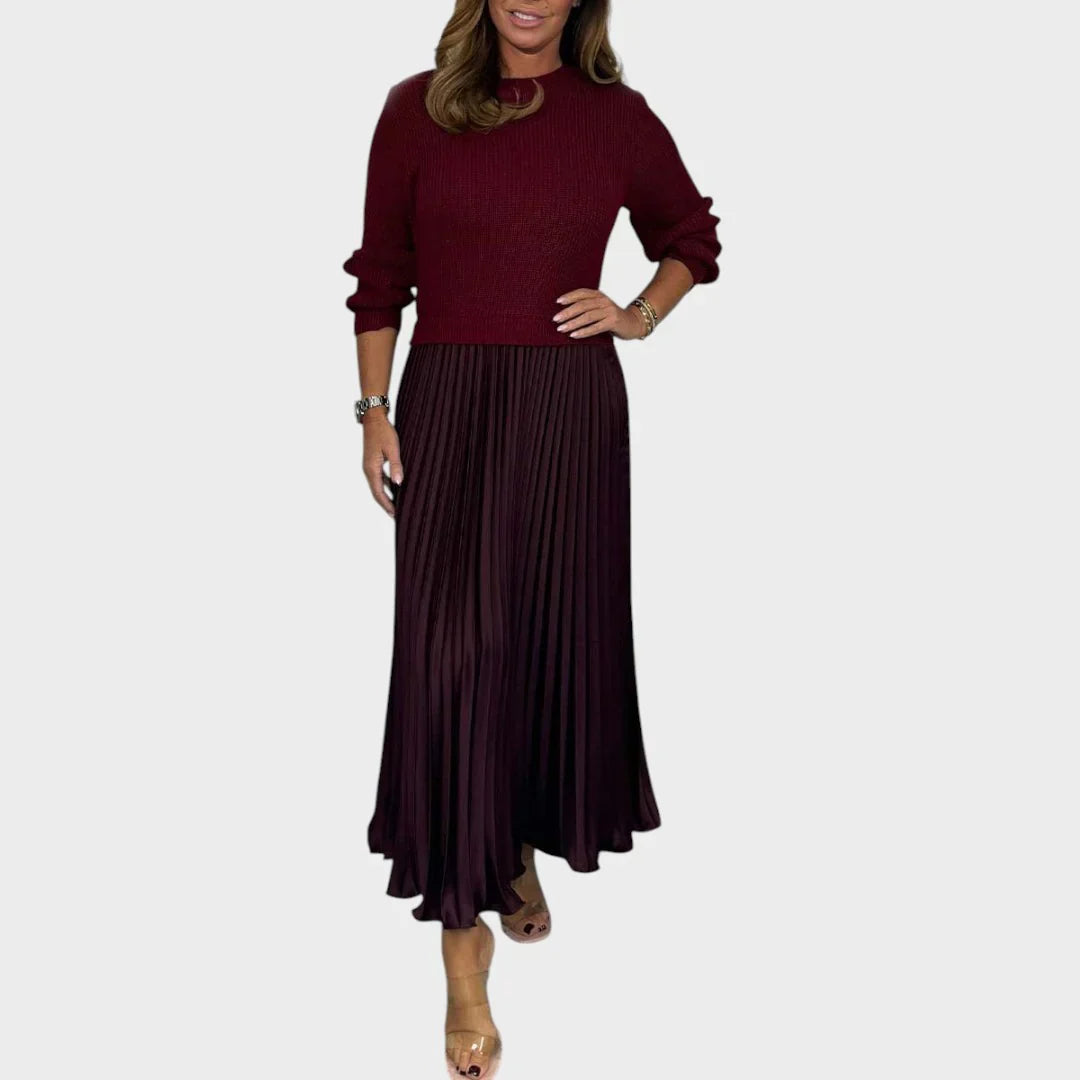 Jemma - Robe en Coton Effet 2pcs Pull et Jupe Plissée