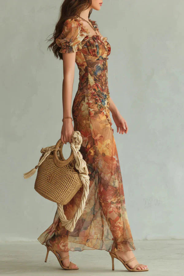 Florie - Vestido Floral Elegante con Abertura Romántica