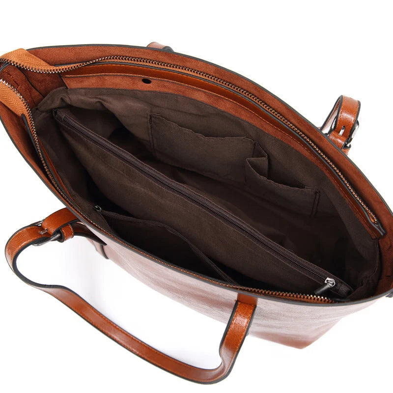 Laila - Bolso Tote Grande Vintage de Cuero