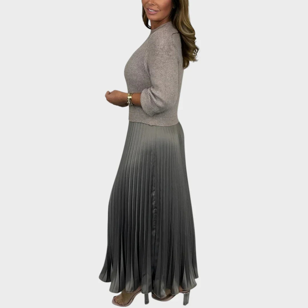 Jemma - Robe en Coton Effet 2pcs Pull et Jupe Plissée